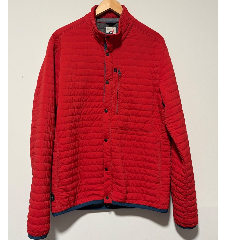 Relwen Windzip Jacket Mens Large Red Quilted Full Zip Snap Insulated Coat L